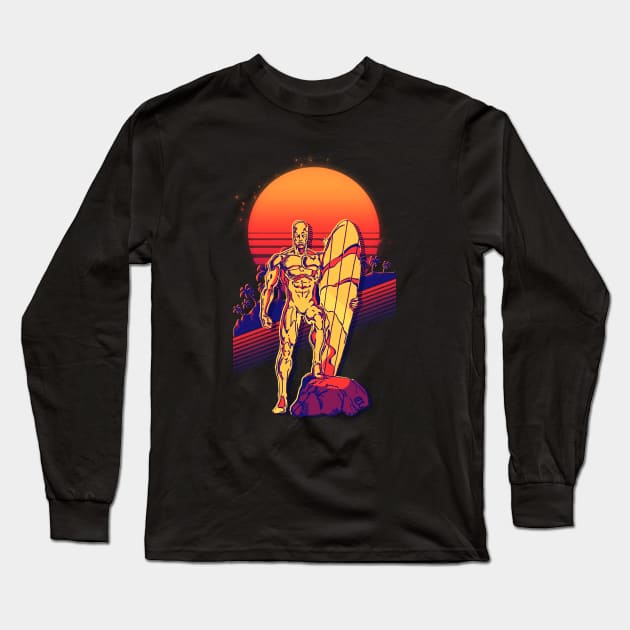 Silver Surfer Retro Sunset Long Sleeve T-Shirt by ClorindaDeRose